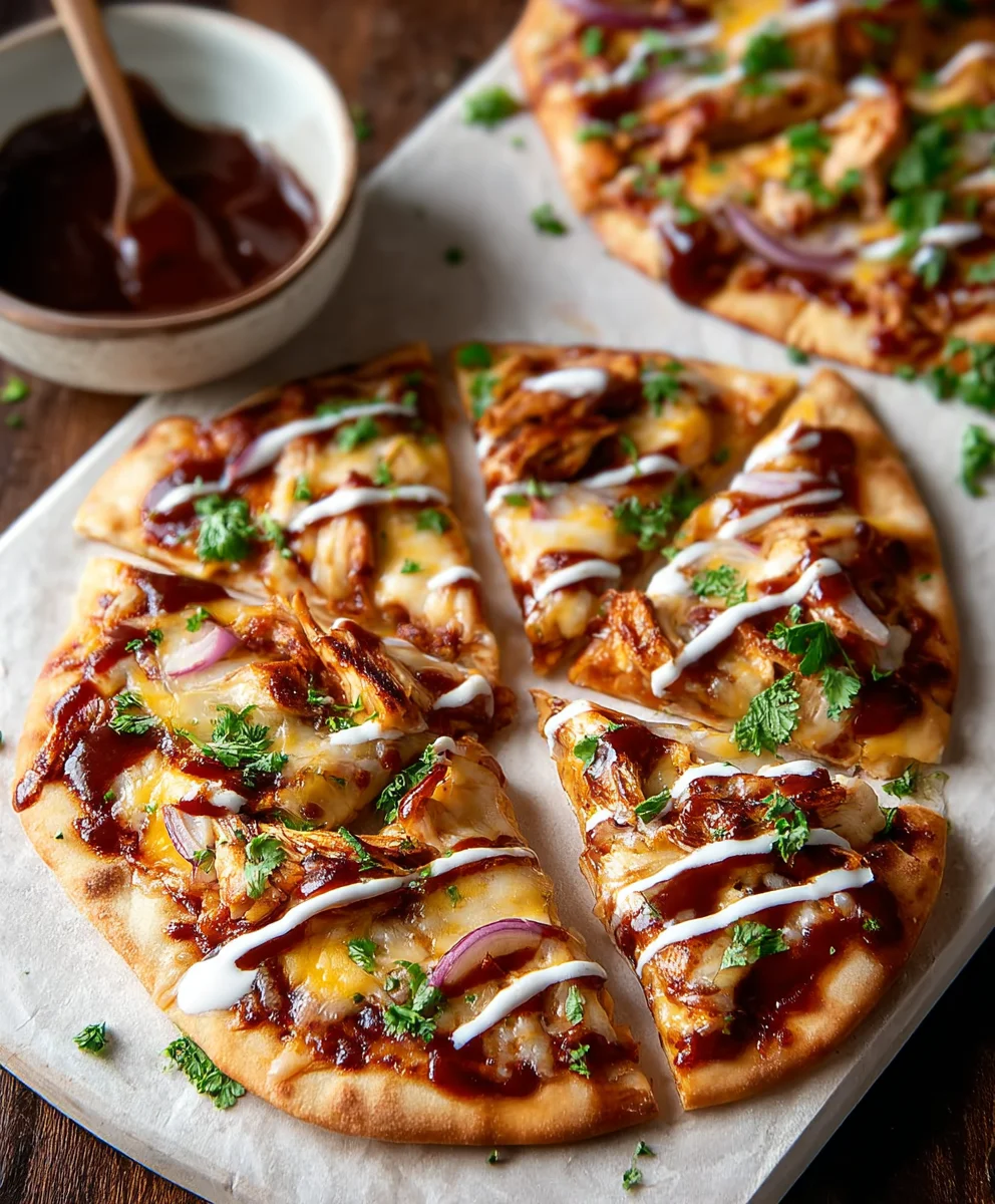 Easy BBQ Chicken Naan Pizza - Quick Weeknight Dinner
