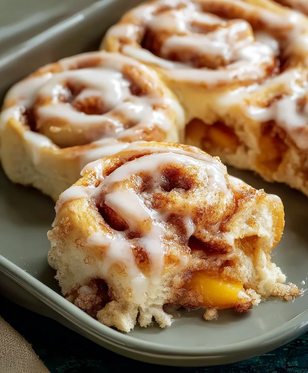 Peach Cobbler Cinnamon Rolls - Sweet Dessert Bliss
