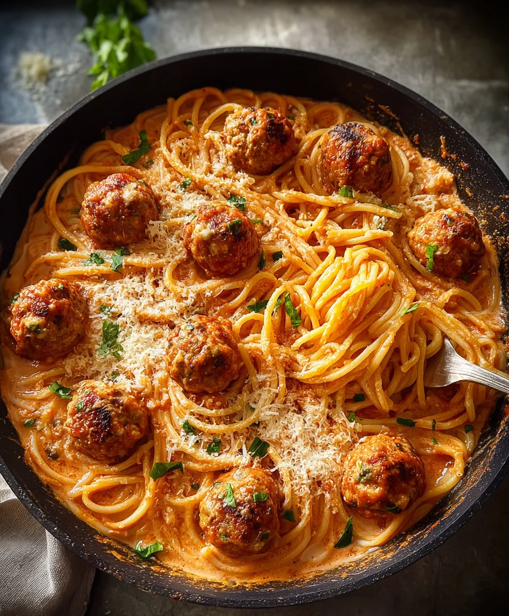 Creamy Spaghetti and Beef Meatballs Recipe