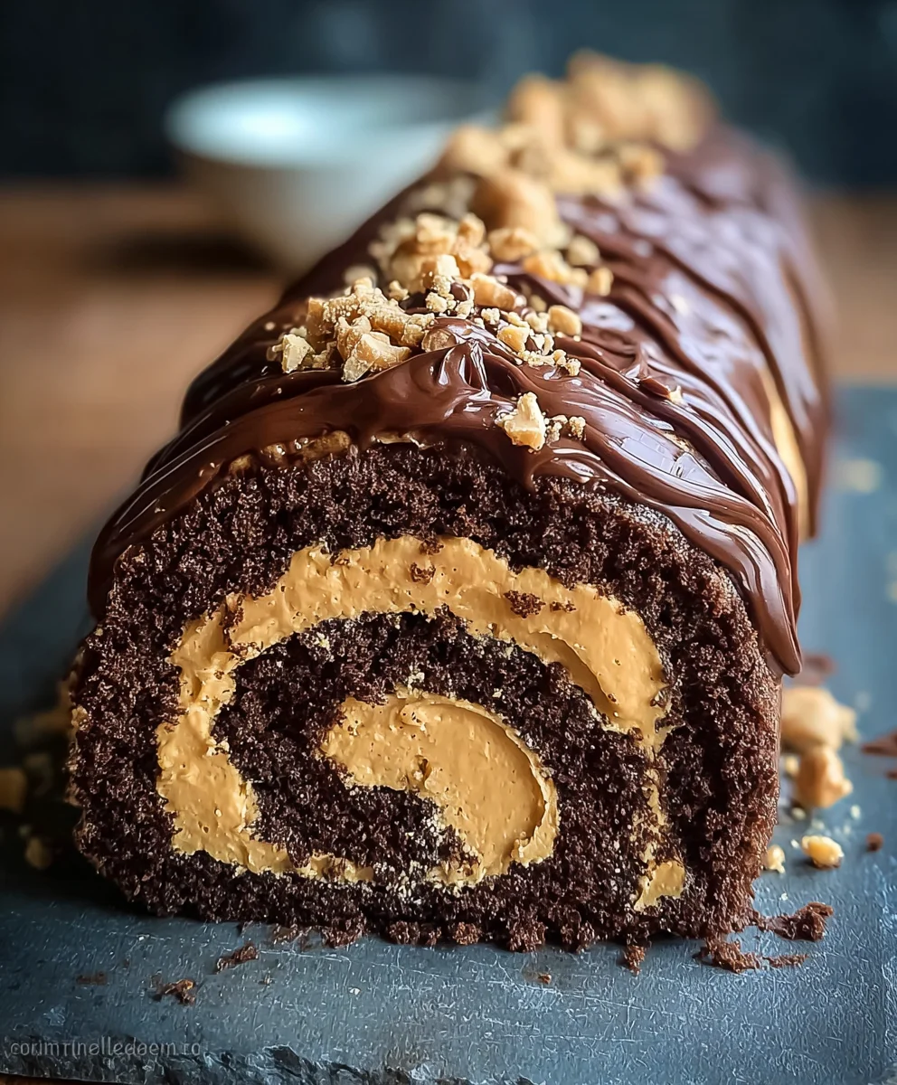 Chocolate Peanut Butter Cake Roulade Recipe
