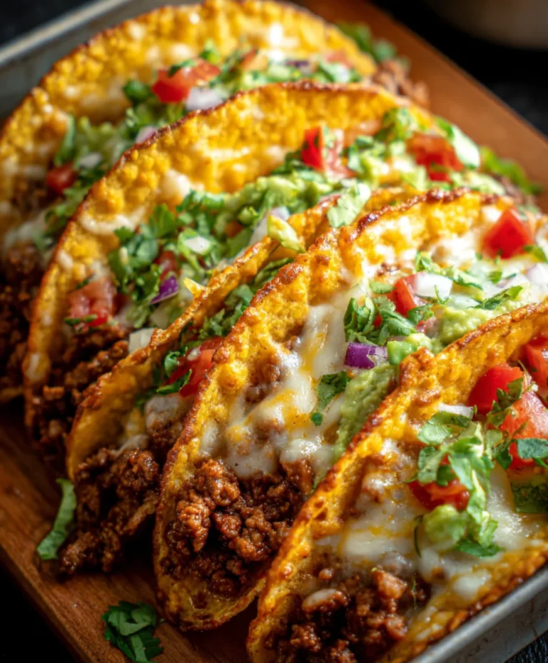 Crispy Cheesy Beef Tacos – Oven Baked & Loaded