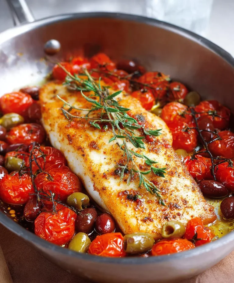 Easy Baked Fish Cherry Tomatoes Olives Recipe