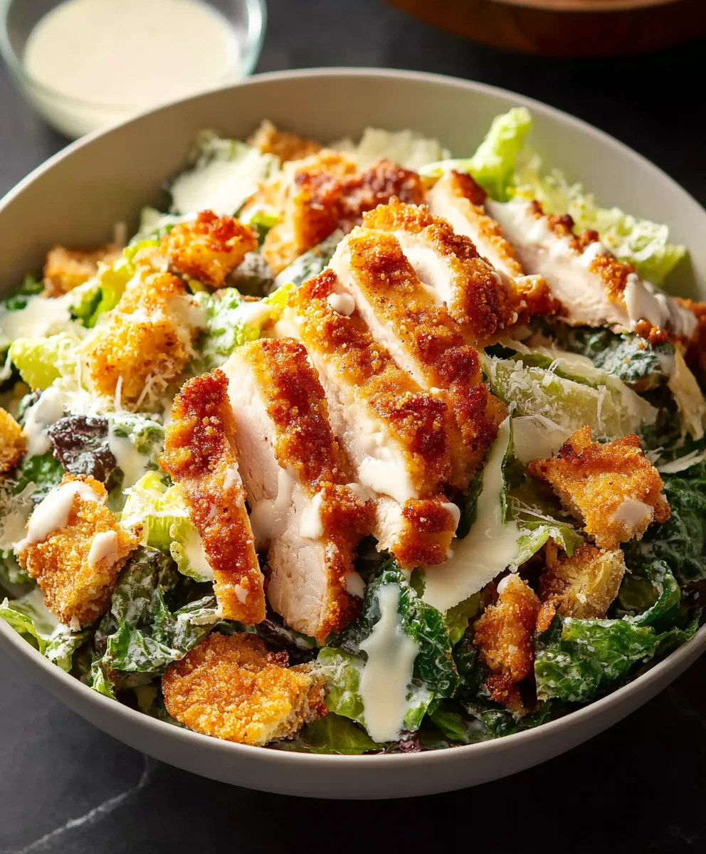 Extra Crispy Chicken Caesar Salad Perfection