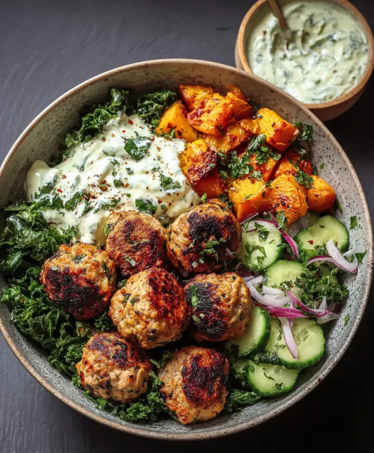 Herby Beef Meatball Bowl-Fresh & Flavorful Dinner