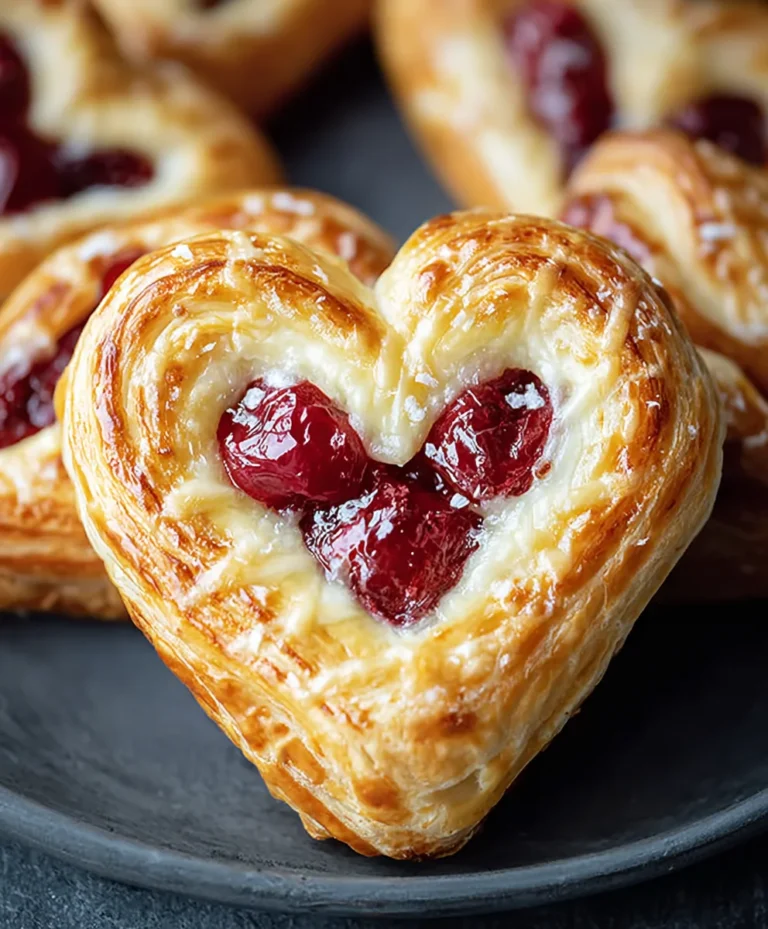 Heart-Shaped Cherry Cheese Danish Recipe – Easy & Delicious