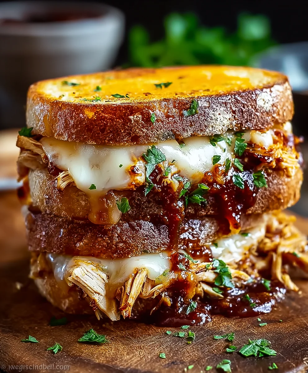 BBQ Chicken Grilled Cheese - Easy Delicious Recipe