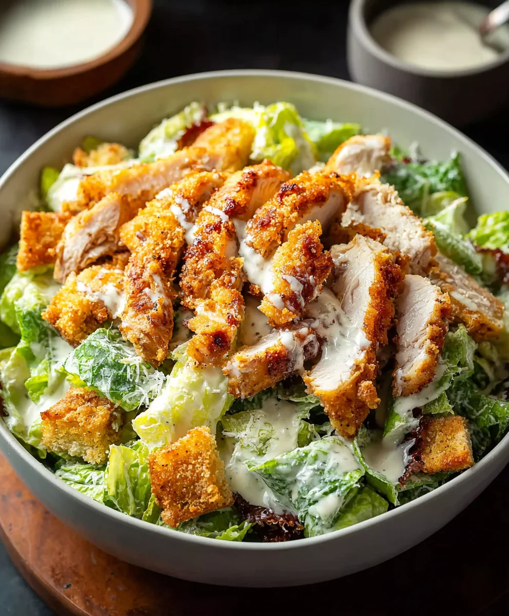 Extra Crispy Chicken Caesar Salad Perfection