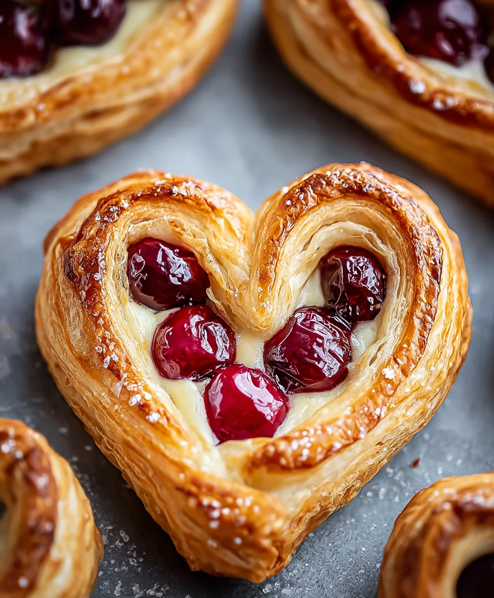 Heart-Shaped Cherry Cheese Danish Recipe - Easy & Delicious