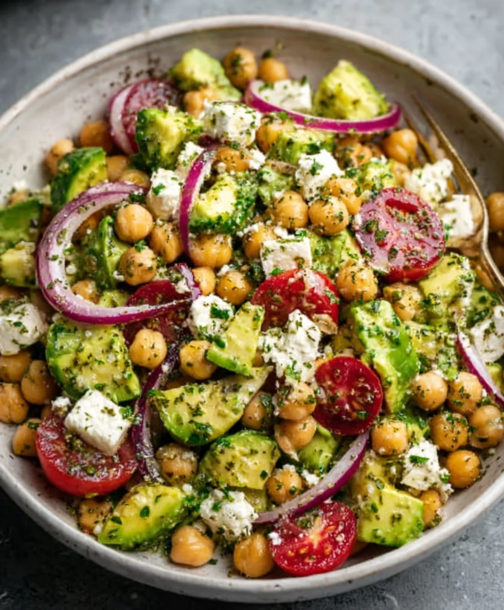 Chickpea Feta Avocado Salad - Fresh & Easy Recipe