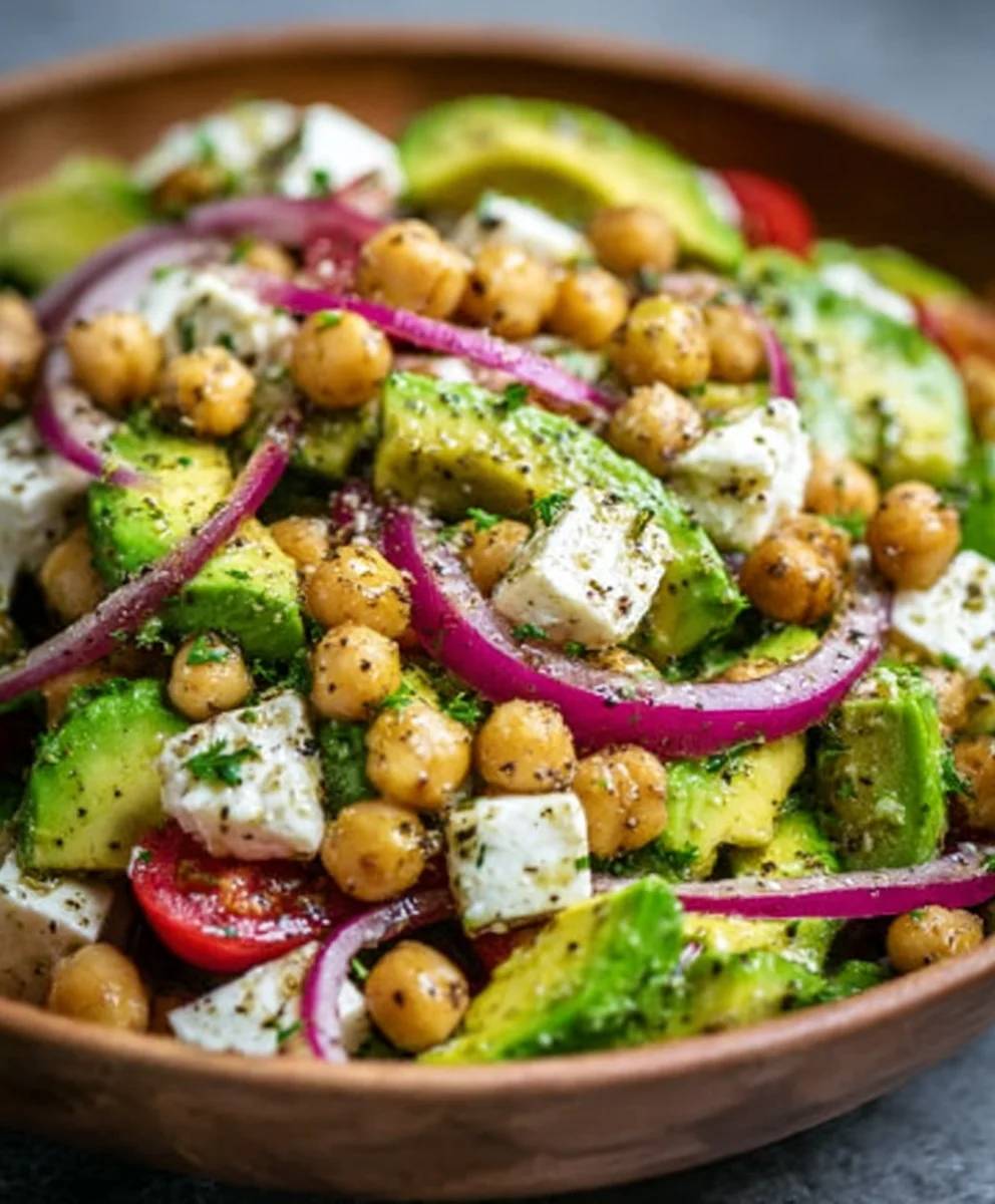 Chickpea Feta Avocado Salad - Fresh & Easy Recipe