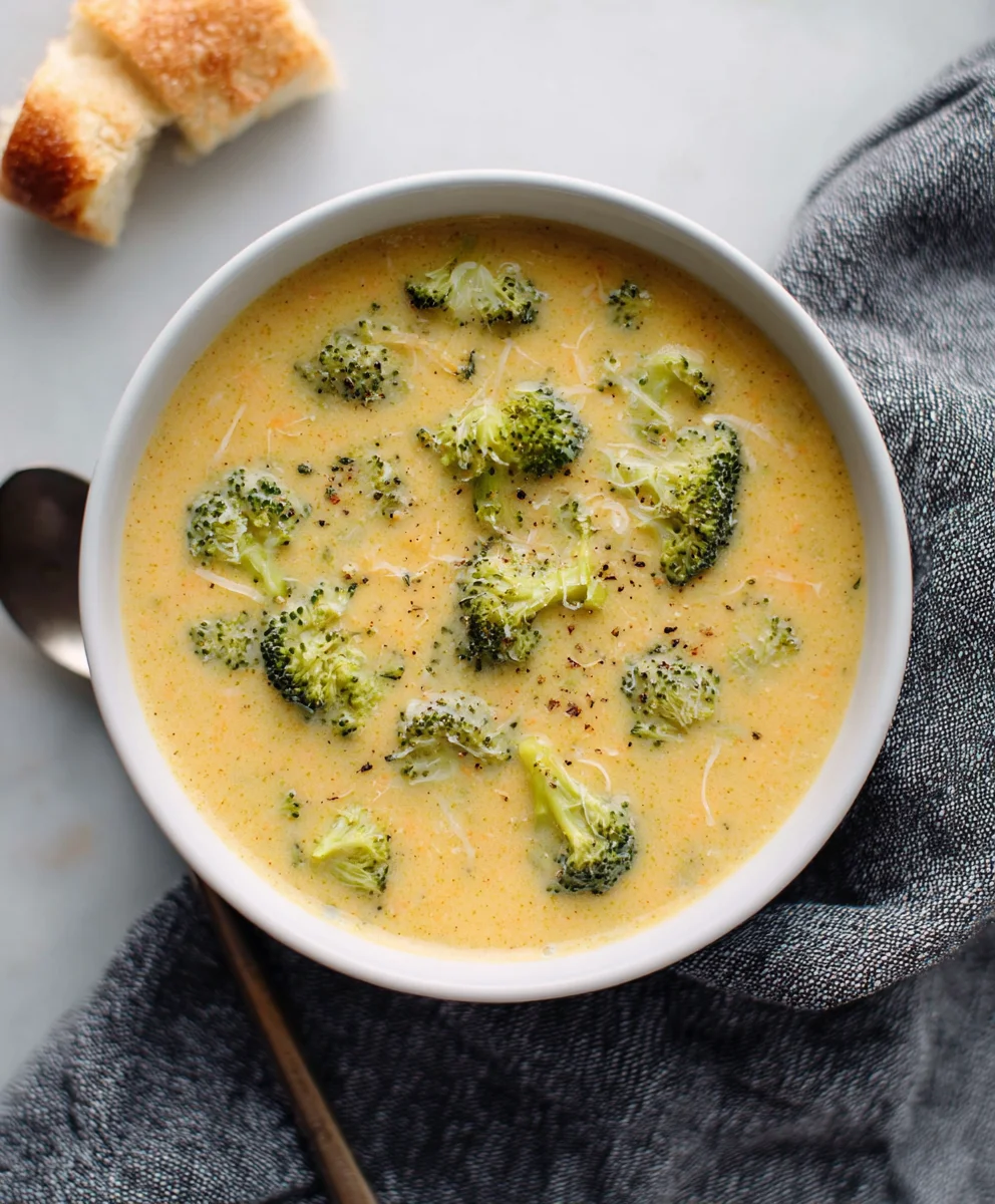 Creamy Cheddar Broccoli Soup - Easy Homemade Recipe
