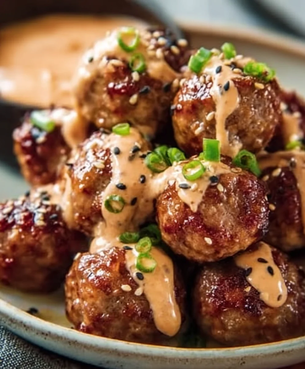 Korean BBQ Beef Meatballs Spicy Mayo Dip Recipe