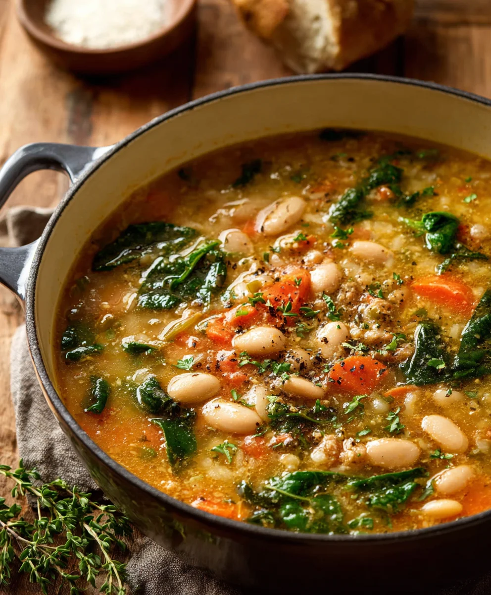 Hearty Tuscan White Bean Soup- Easy Healthy Recipe