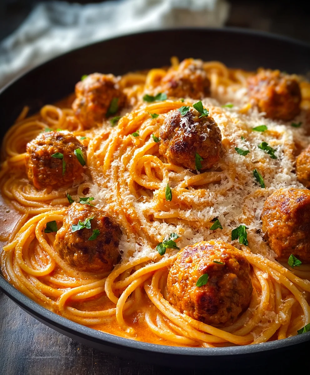 Creamy Spaghetti and Beef Meatballs Recipe