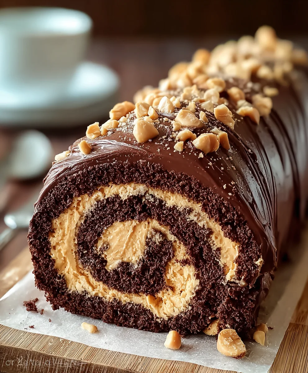 Chocolate Peanut Butter Cake Roulade Recipe