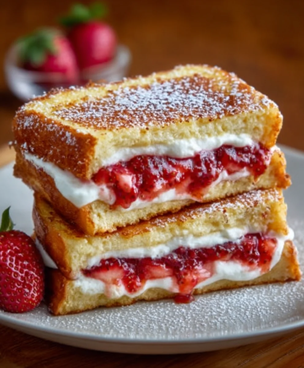 Fried Strawberry Cheesecake Sandwiches-Sweet Dessert