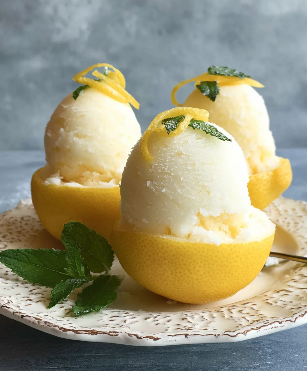 Lemon Sorbet Frozen-Shell Dessert- Refreshing Treat