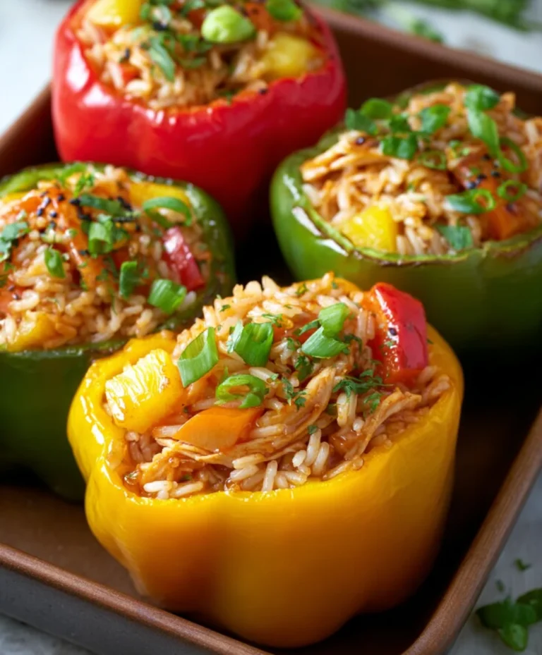 Teriyaki Pineapple Chicken Stuffed Peppers