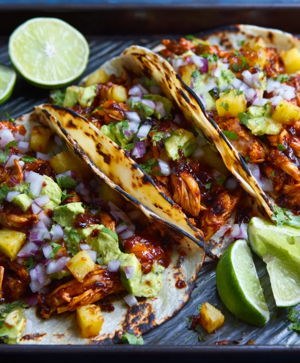 One Pan Chicken Pineapple Tacos Easy Recipe