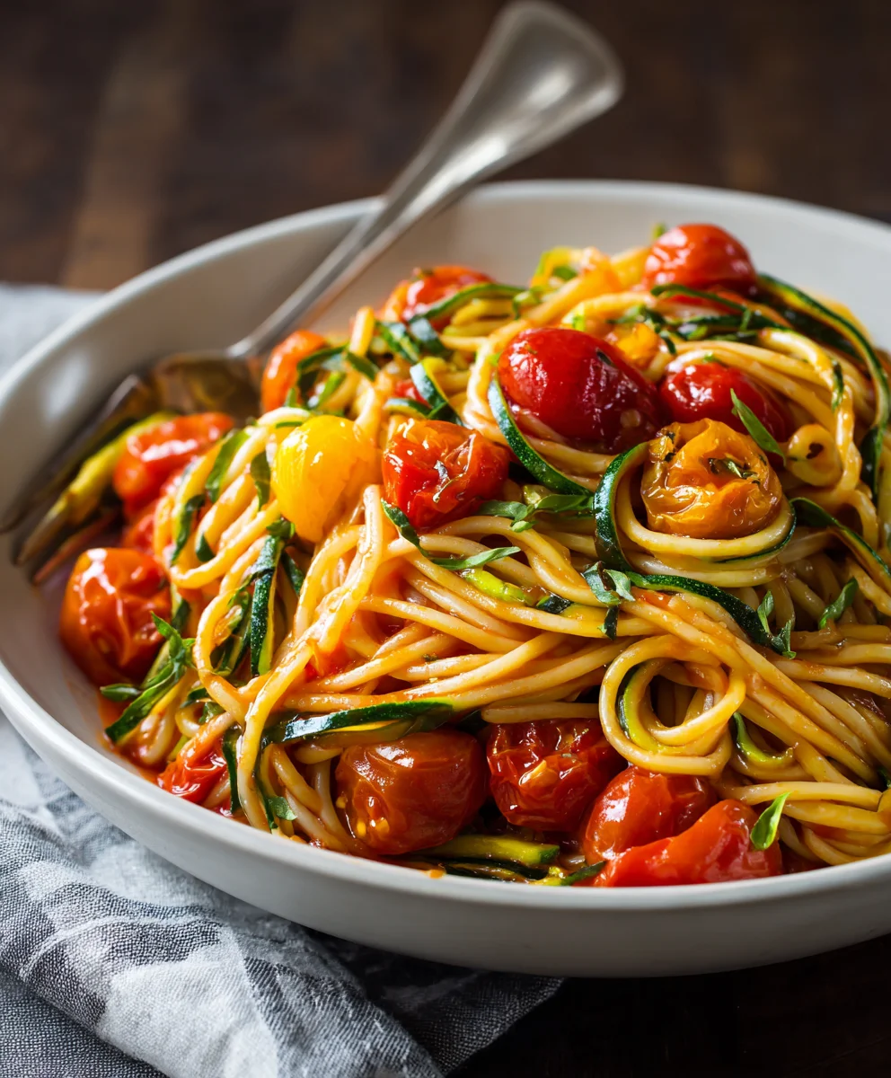 Healthy Tomato Zucchini Pasta - Quick & Easy Meal
