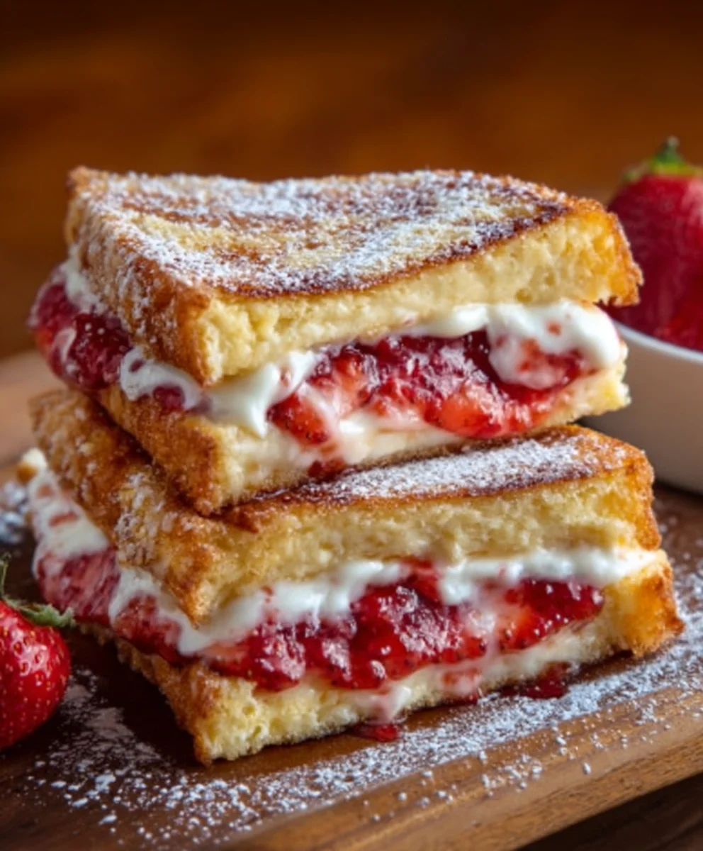 Fried Strawberry Cheesecake Sandwiches-Sweet Dessert