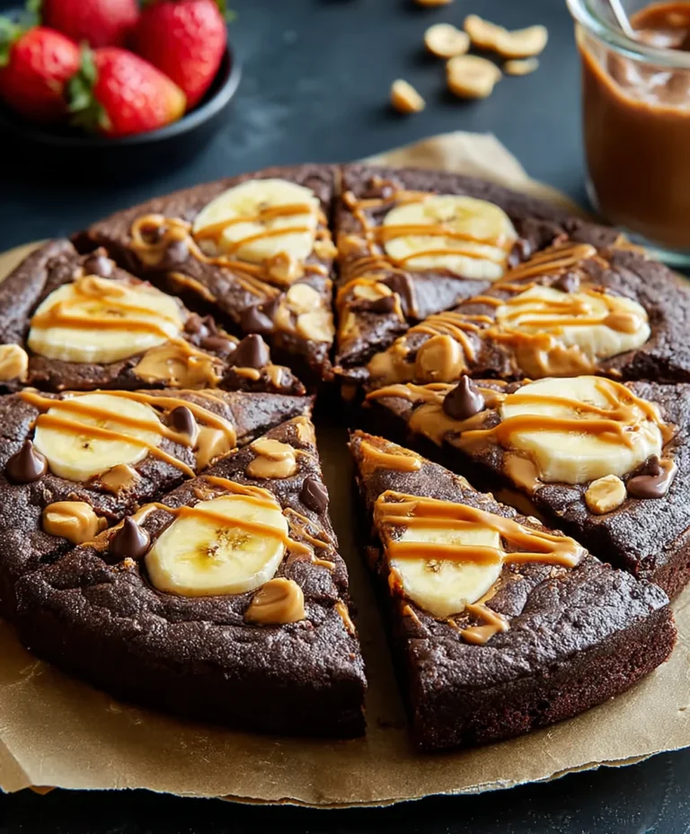 Chocolate Peanut Butter Brownie Pizza-Decadent Dessert