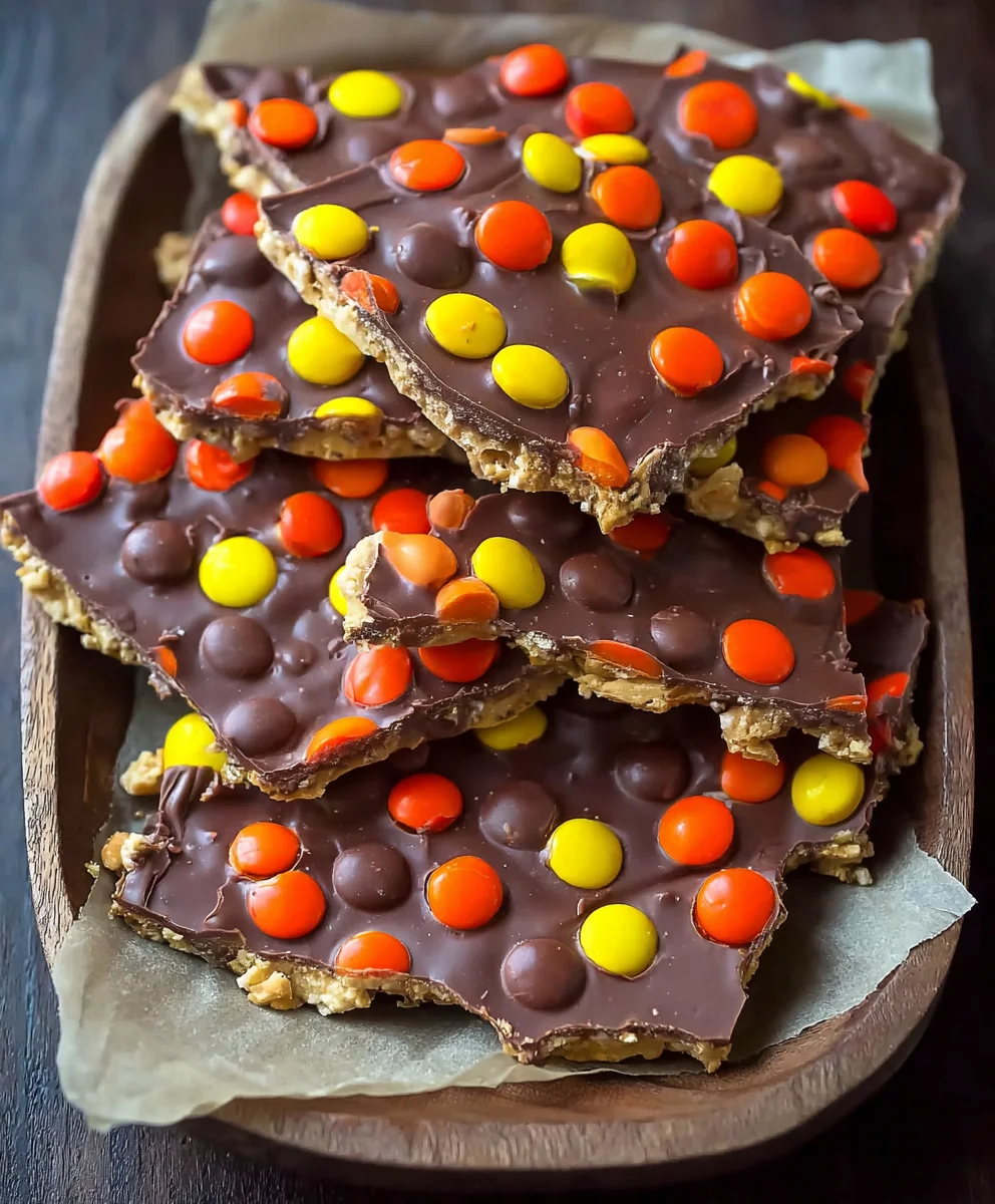 Reese's Pieces Peanut Butter Bark Recipe-Easy Holiday Treat