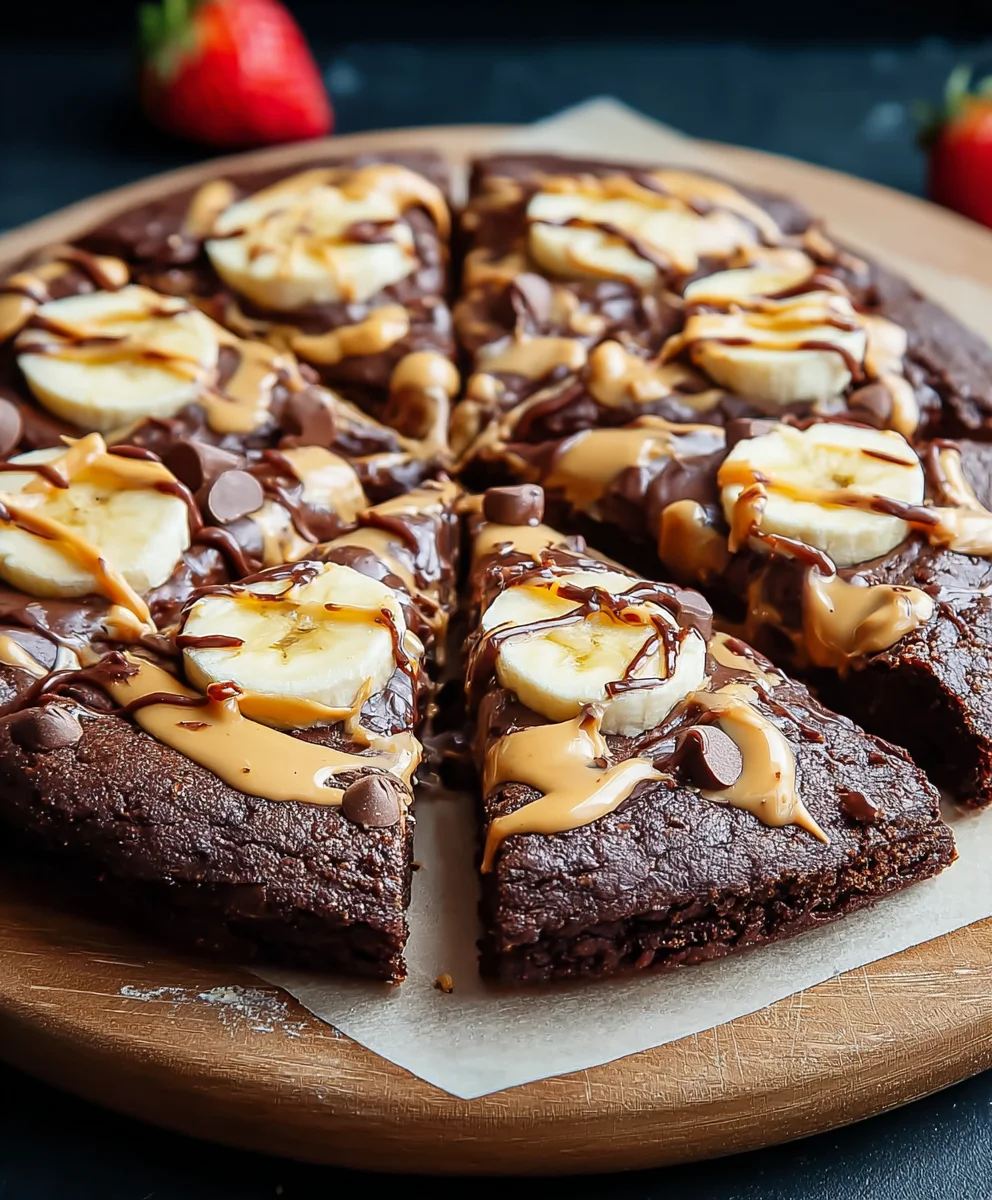 Chocolate Peanut Butter Brownie Pizza-Decadent Dessert