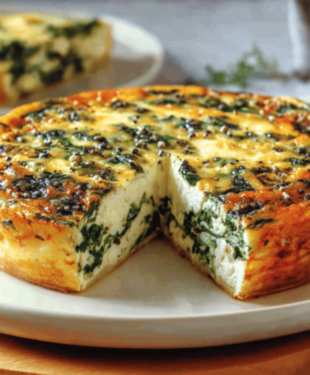 Spinach Cottage Cheese Crustless Quiche Recipe