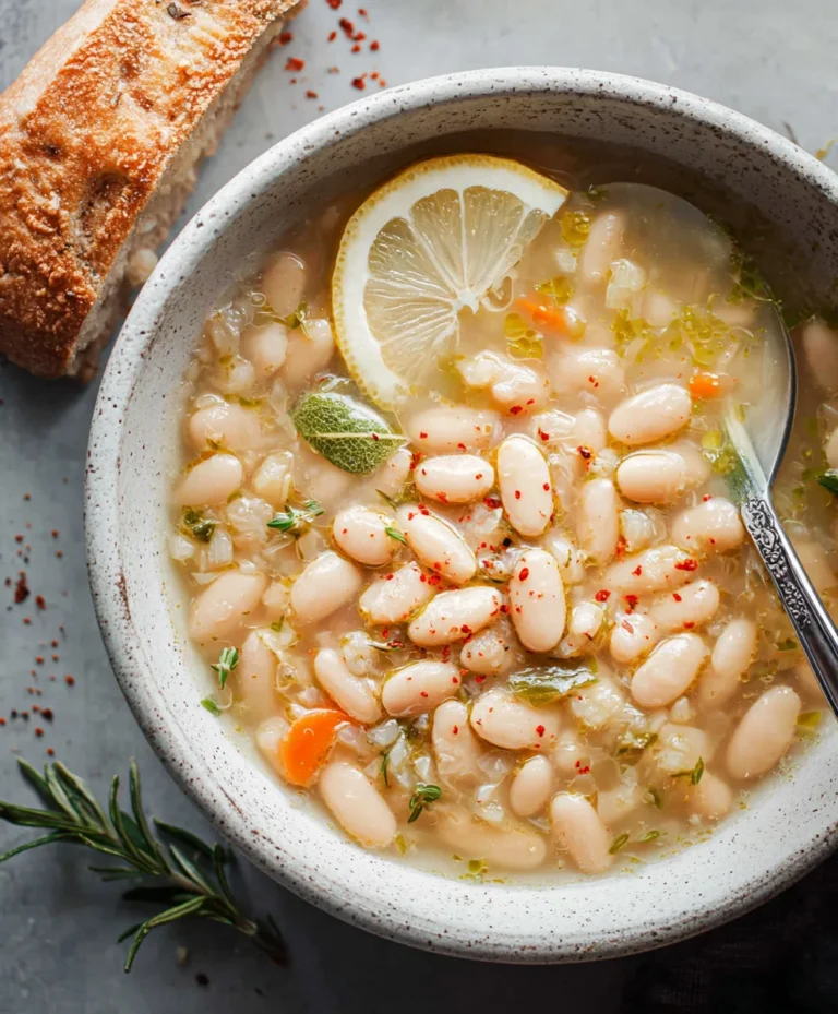Greek White Bean Soup – Garlic Lemon Comfort