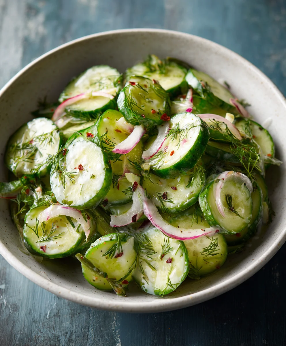 Easy Creamy Cucumber Salad Recipe
