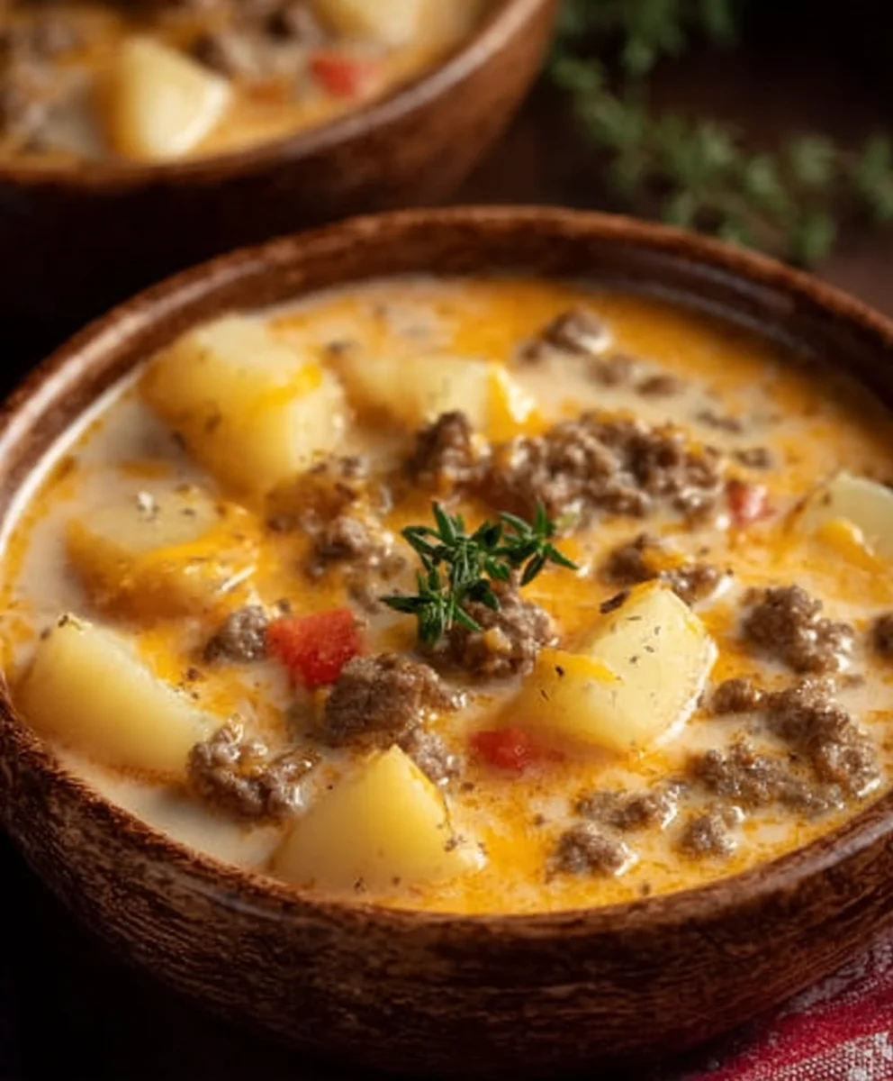 Cheesy Beef Beef Hamburger Potato Soup Recipe