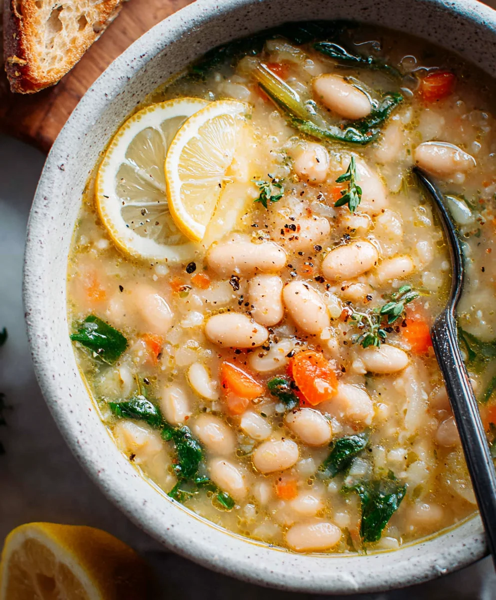 Greek White Bean Soup - Garlic Lemon Comfort