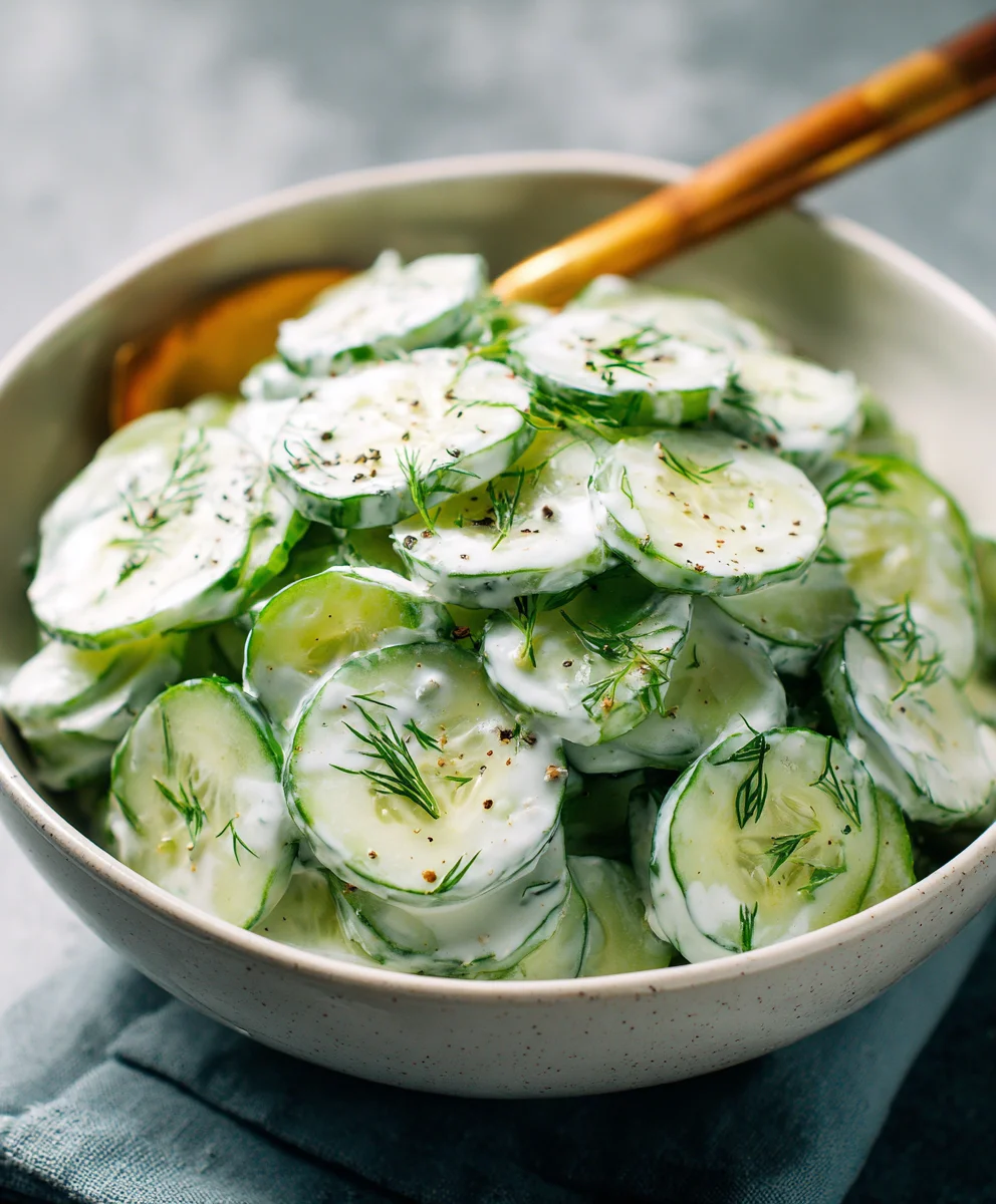 Easy Creamy Cucumber Salad Recipe