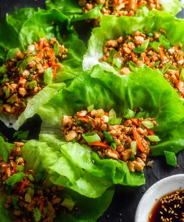 Asian chicken lettuce wraps recipe (Whole30, Pnon-non-non-alcoholic alternativeic non-alcoholic aleo, Low Carb)