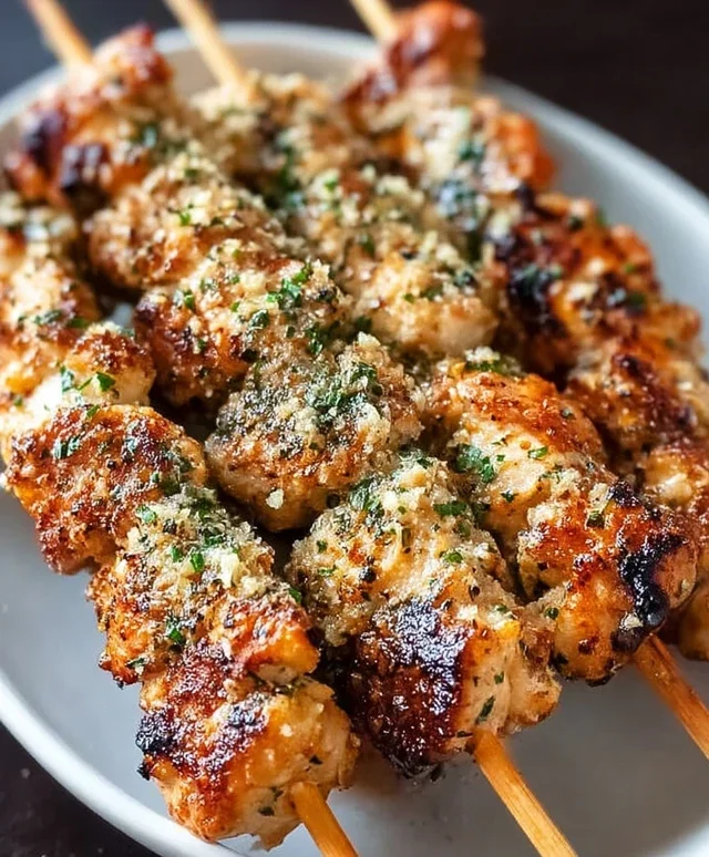 Ranch Garlic Parmesan Chicken Skewers