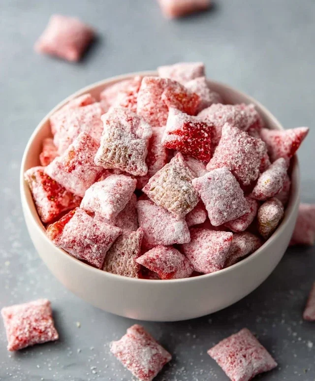 Easy Strawberry Shortcake Puppy Chow
