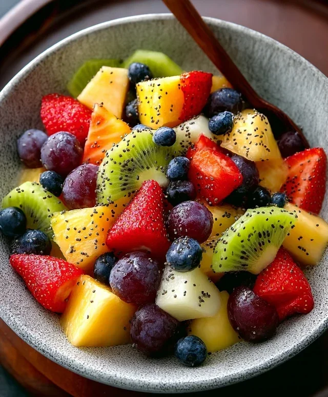 Fruit Salad with Honey-Lime Poppy Seed Dressing