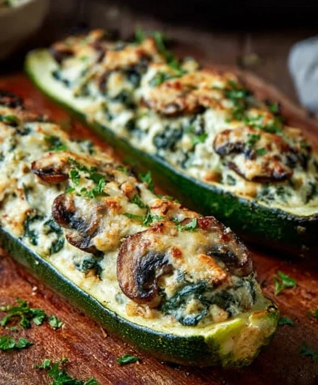 Spinach, Mushroom, and Ricotta Stuffed Zucchini Boats Recipe
