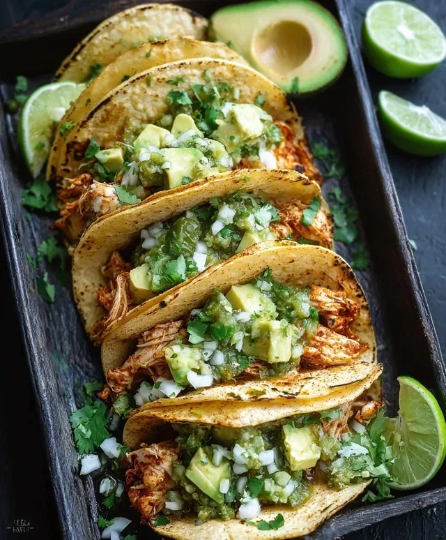 Crispy Poblano Chicken Tacos with Avocado-Jalapeño Salsa