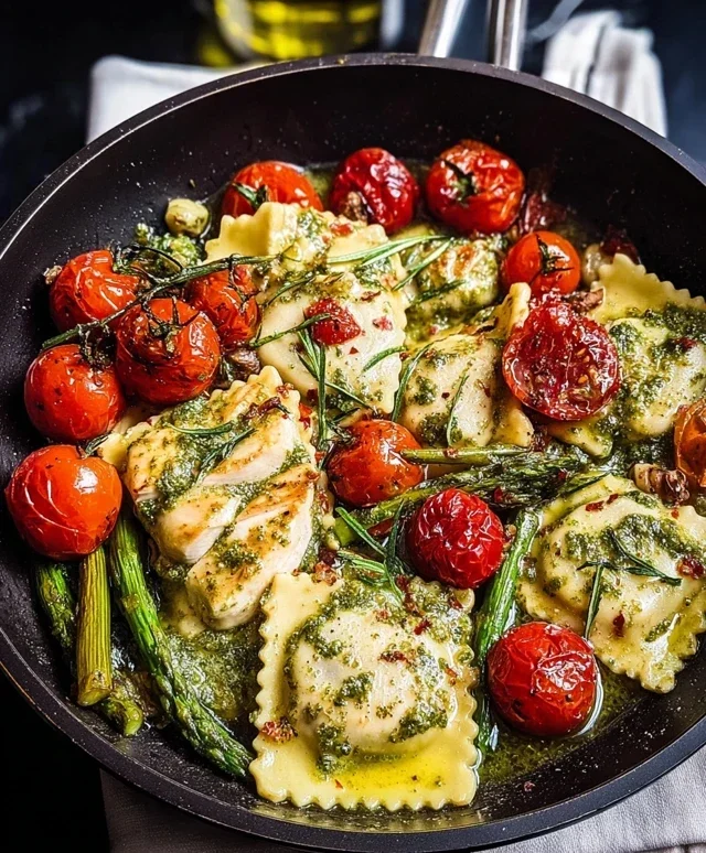 Chicken Ravioli with Pesto and Veggies