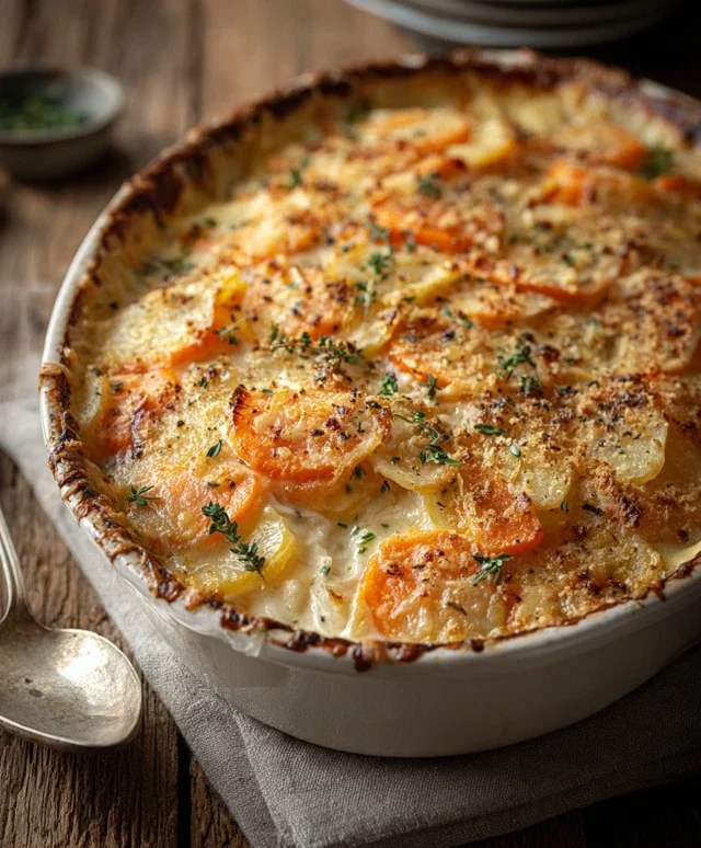 Cheesy Garlic Carrot Gratin – Creamy, Sweet & Savory