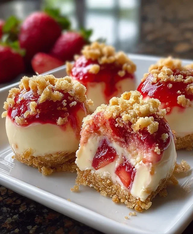 Strawberry Crunch Cheesecake Bites