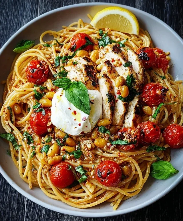 Chicken Spaghetti with Burrata