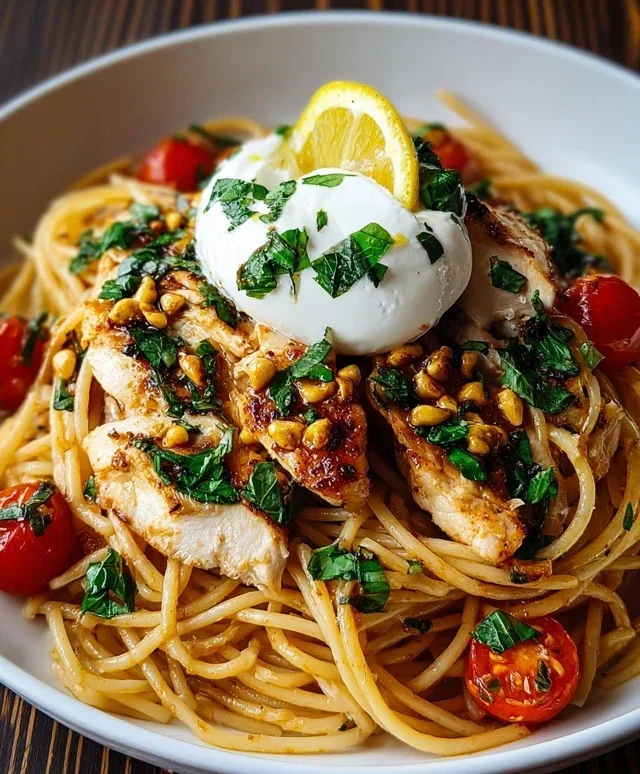 Chicken Spaghetti with Burrata
