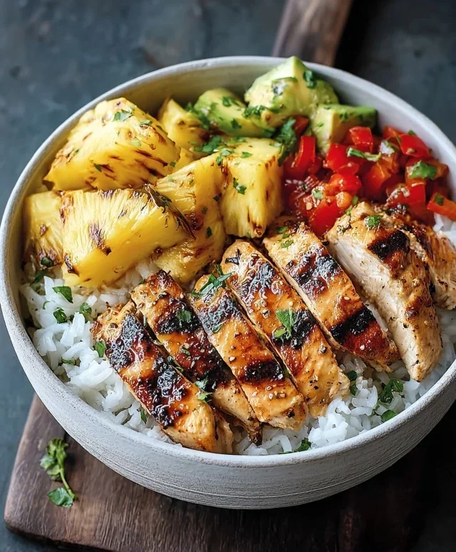 Grilled Chicken and Pineapple Bowls with Coconut Rice