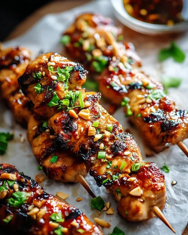 Easy Grilled Asian Chicken Skewers with Honey Garlic Sauce