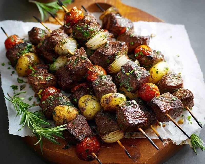 Rosemary Garlic Steak Kebabs