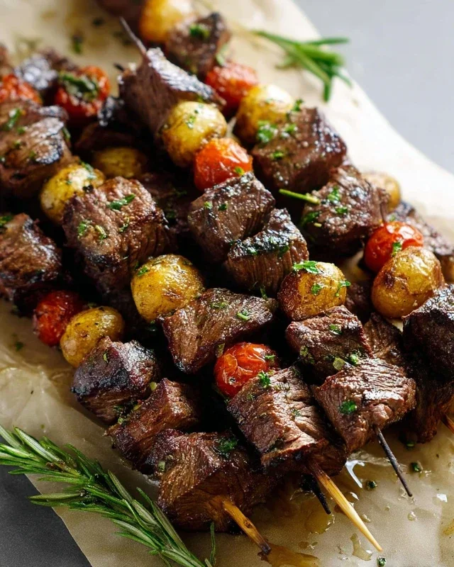 Rosemary Garlic Steak Kebabs
