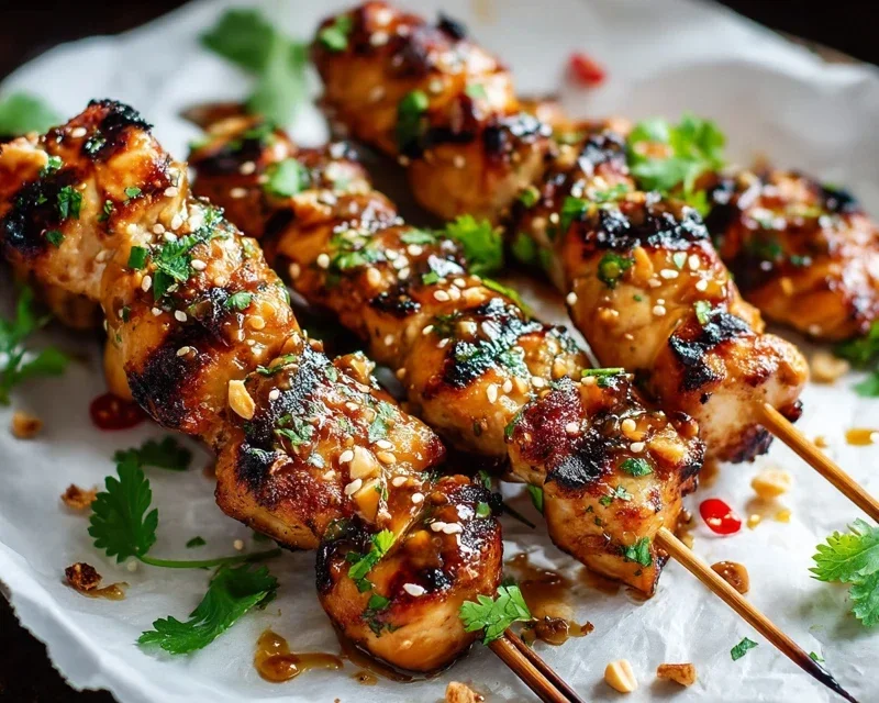 Easy Grilled Asian Chicken Skewers with Honey Garlic Sauce